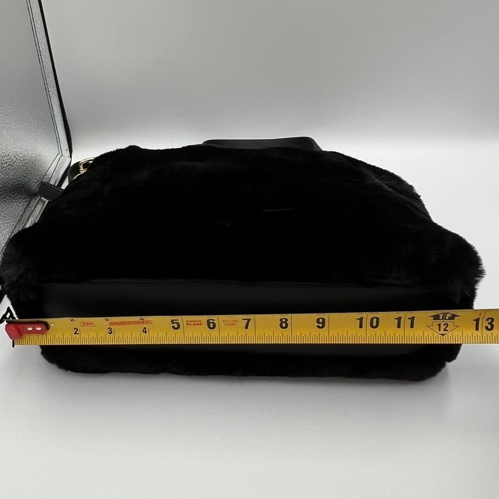 A New Day Faux Fur Satchel Women Medium Black Brand New Convertible Crossbody - Picture 5 of 8